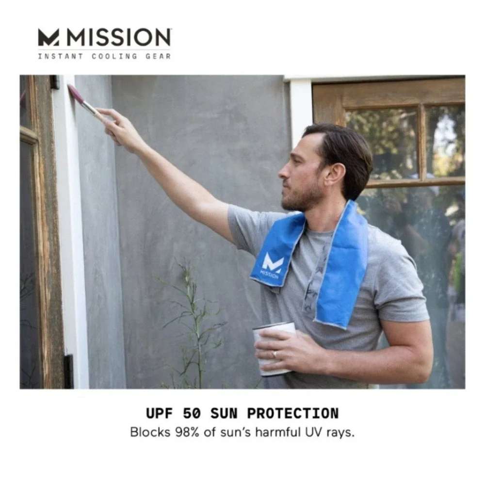 New mission original cooling towel evaporative cool technology antimicrobial UPF